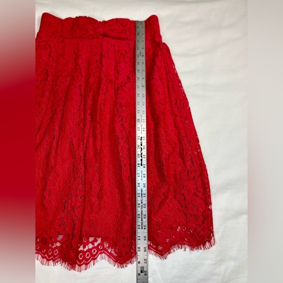 First Love Red Lace Midi Skirt with Bow Waistband Size Medium Holiday Parties - Picture 5 of 7